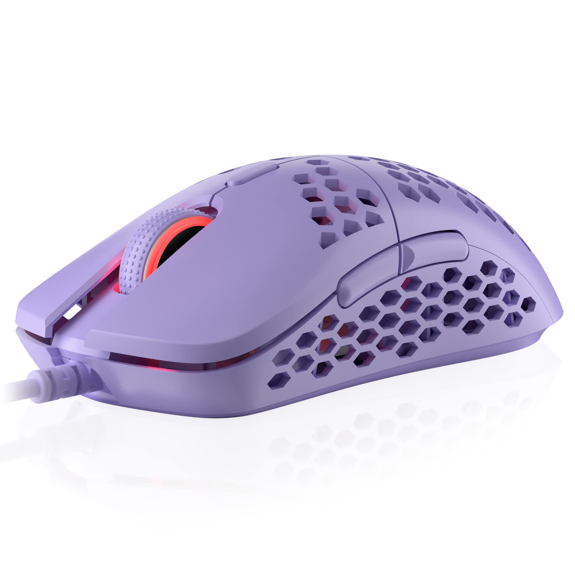 HK Gaming Mira M Ultra Lightweight RGB Gaming Mouse | Honeycomb Shell | 63 grams | max 12000 cpi | USB Wired | 6 programmable Buttons | On-Board Memory | Anti Slip Grips | Mira-M Lavender