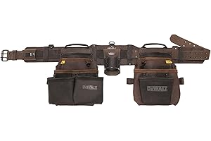 DEWALT Tool Rig Professional Premium Leather Tool Belt, 18 Pockets, Durable Design, Adjustable (DWST550113)
