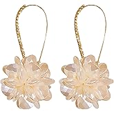 YISXVD White Rhinestone Flower Cluster Ball Earrings for Women Bohemian Long Floral Petal Drop Dangle Earrings Summer Beach Accessories Jewelry