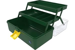 Anbestor 13” Three Layers Plastic Portable Storage Box, Multipurpose Organizer and Storage Case for Art Craft and Cosmetic, Portable Handled Storage Box for Home, School, Office