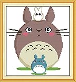 Maydear Cross Stitch Kits Stamped Full Range of Embroidery Starter Kits for Beginners DIY 11CT 3 Strands - Totoro 13×14(inch)