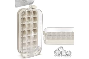 LCDEXA 2024 Newest Ice Cube Tray with Lid and Bin 21 Pcs Quick-Fill Ice Cube Mold for Freezer Easy Press to Release White No-Touch Ice Cube Trays