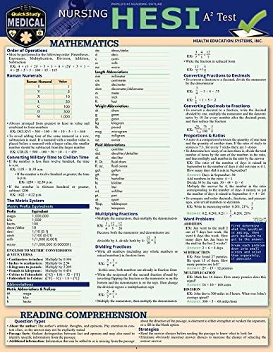 Nursing hesi a2 a quickstudy laminated reference study guide 