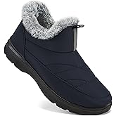 Ecetana Womens Winter Boots Snow Shoes 2025 Waterproof Warm Fur Lined Booties Slip on Ankle Boots for Walking