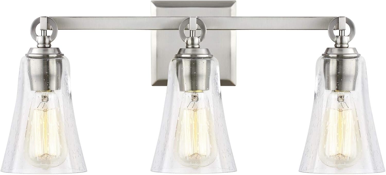 Feiss VS24703SN Monterro Glass Wall Vanity Bath Lighting, Satin Nickel, 3-Light (22