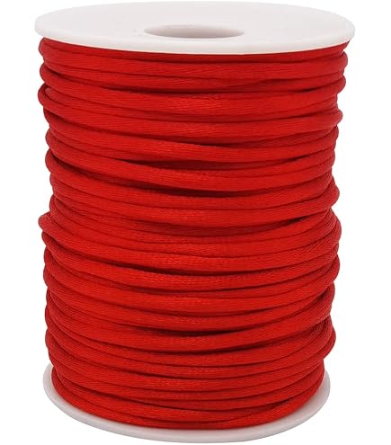 50ft + 100ft Satin Nylon Cord – 2mm Rat-Tail Macrame String, Kumihimo Spools, Crafting & Jewelry Making