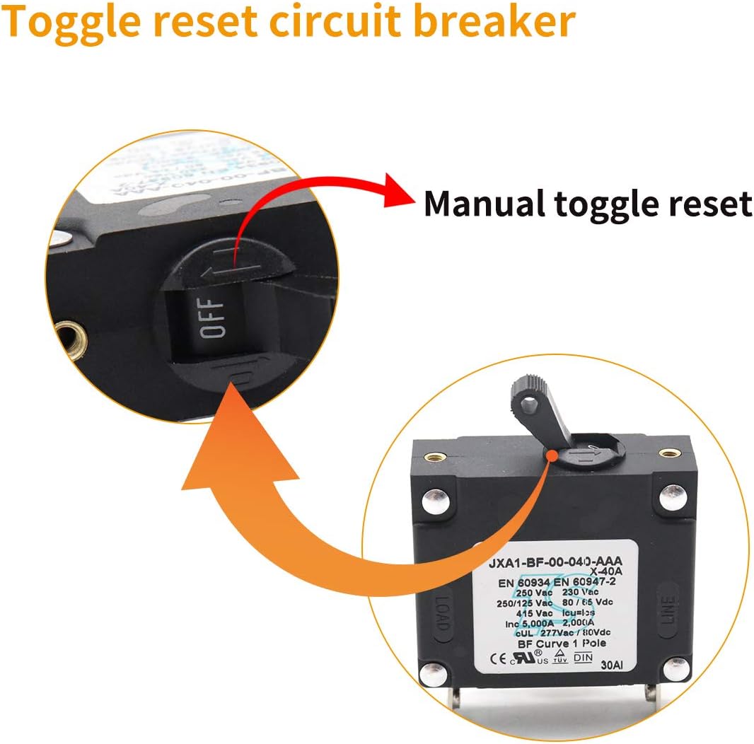 T Tocas 40A Toggle Single Pole Circuit Breakers Hydraulic Magnetic Circuit Protector AC or DC 80 V: Automotive