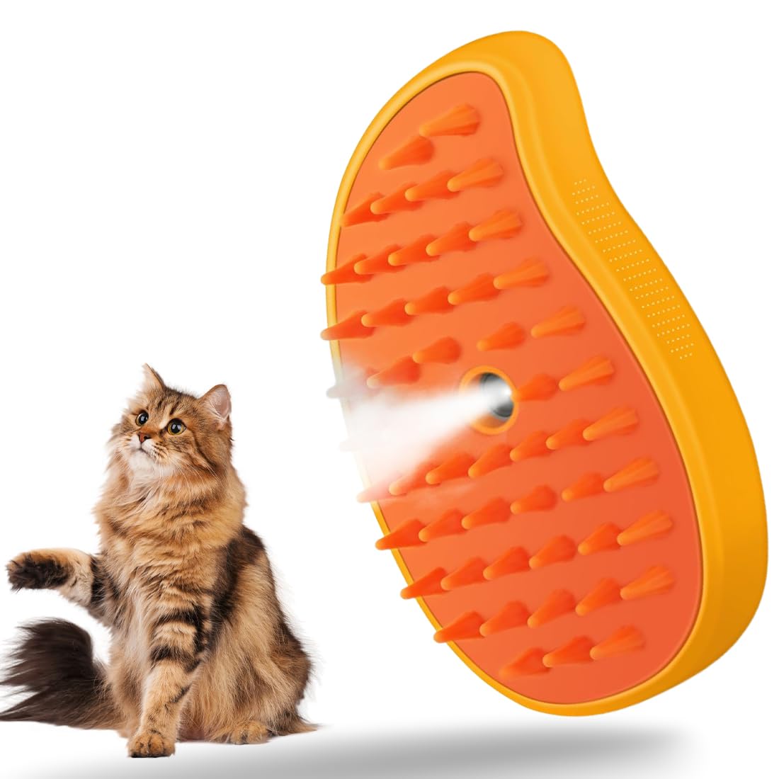 3 In1 Steamy Cat/Dog Brush for Massage, Self Cleaning Steam Dog Brush, Multifunctional Cat Brushes for Grooming, Pet Hair Brush for Removing Tangled and Loosse Hair (Yellow)