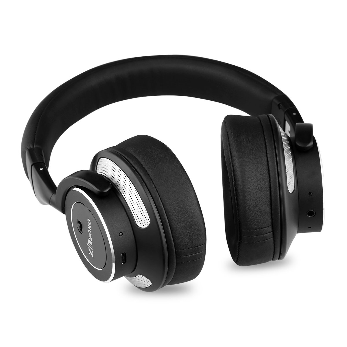 Zinsoko Z-H01 Wireless Active Noise Cancelling Headphones Over Ear Bluetooth Headphone Foldable with HI-FI Deep Bass, Comfortable Protein Earpad, Carry Case for Air Travel, 16 Hrs Playtime (Black)