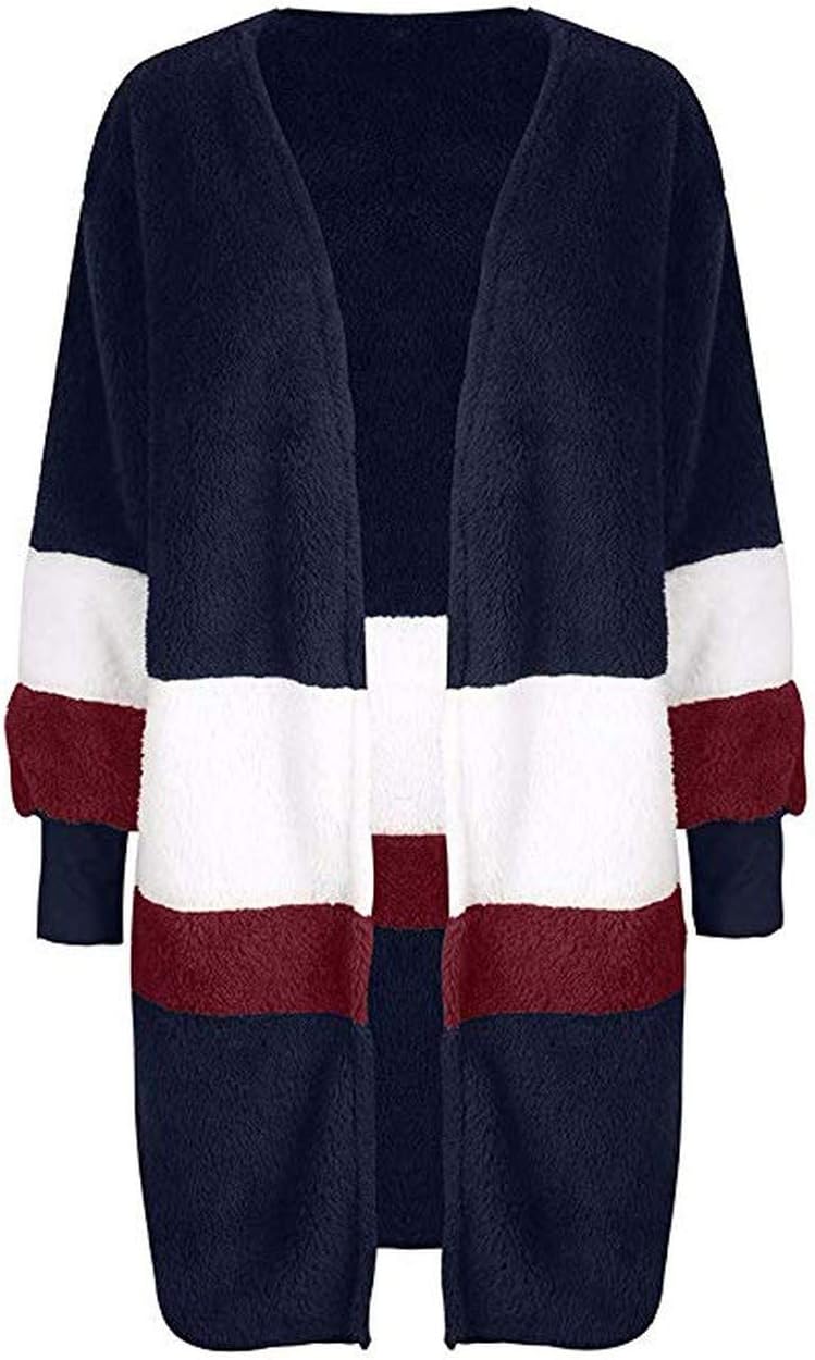 Winter Chaquetas Mujer Coat Women Patchwork Faux Fur Jacket Cardigan Coat Long Sleeve Outwear,Royal,XXL