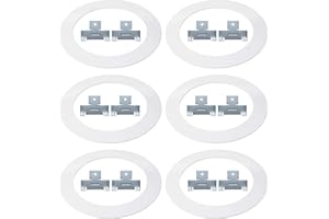 HARRRRD 6 Pack White Plastic Trim Ring 8.6 Inch Diameter and 6 Pairs of Retrofit Recessed Downlight Housing C Clips Combo