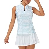 JINSHI Women Tennis Shirt Golf Sleeveless ShirtsQuick Dry UPF 50+ Sportswear with Zipper
