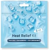 Heat Relief Kit with Cooling Patch, Electrolyte Powder, Body Wipe, Deodorant Wipe &amp; Compressed Washcloth &ndash; Emergency Cooling Essentials for Travel, Camping, Hiking, Sports &amp; Car (1 Pack)