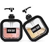 Segbeauty 2pcs 16.9oz Refillable Hand Soap Dispenser, 500ml Leak-Proof Liquid Soap Dispenser for Bathroom, Dish Soap Dispensers for Kitchen Sink, Black Empty Plastic Shampoo Pump Bottle with Labels