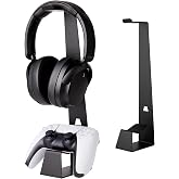 KAIXUANMAN Headphone and Controller Stand Gaming Headset Stand Metal | Headphone Stand with Controller Holder Creative Gift for Teens, Gamers, Gaming Equipment Accessories for Desk Black