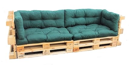 Rattani Kissen, Polster für Palettensofa, Europaletten, Palettenpolster, Palettenkissen Set 6 teilig, Fb. dunkelgrün