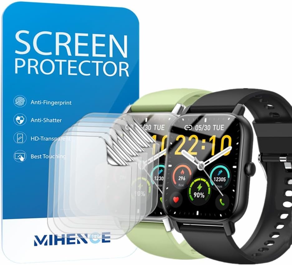 MIHENCE Screen Protector TPU for Nerunsa 1.85" Smartwatch P66B P66D P66E 6pk