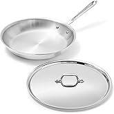 All-Clad D3® Stainless Steel 12 inch Frying Pan With Lid- Made in the USA- The Original Bonded Professional Cookware- Oven Sa