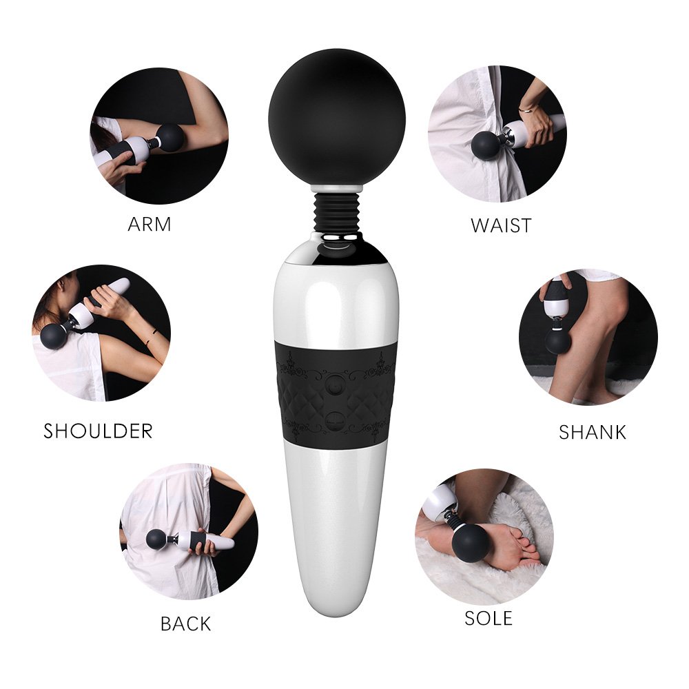Cordless Magic Therapeutic Wand Massager Handheld - April 14TH 7 Pattern / 4 Speed for Muscle Aches & Sports Recovery, Rechargeable & Waterproof, Travel-Friendly, (Black-Enhanced Version)
