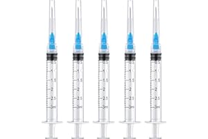 BSEWENERTE 50 Pack 3ml/cc Disposable Luer Lock Lab Syringes with 23Ga 1.0 Inch Needle , Individually Sealed Packed