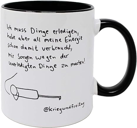 Krieg Und Freitag Lustige Tasse Viele Sorgen Premium Design Kaffeebecher 3 Ml Amazon De Kuche Haushalt