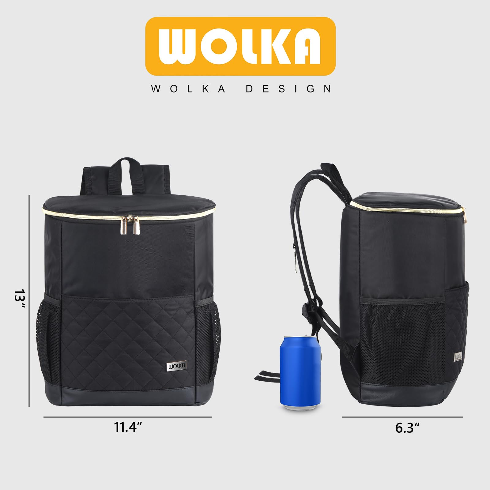 Wolka Cooler Backpack 30 Cans,Portable Backpack Coolers Insulated Leak Proof,Waterproof Soft Sided Cooler Bag for Travel,Beach,Camping,Picnic,Lunch Backpack for Women (Black Shark)