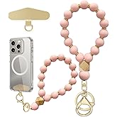Yudaky Silicone Beaded Phone Wrist Strap, Phone Bracelet Strap with Tether Tab Elastic Hands Free Wristlet Strap