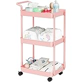 Volnamal Baby Diaper Caddy – Plastic Diaper Organizer for Nursery Essentials, Movable Cart for Changing Table & Crib, Easy to Assemble, Pink