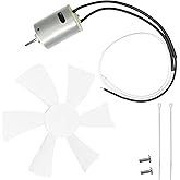 6 Inch RV Vent Fan Blade with 12V D-Shaft Motor, White Bathroom Vent Fan Replacement for RV, Camper, Range Hood, Compatible w