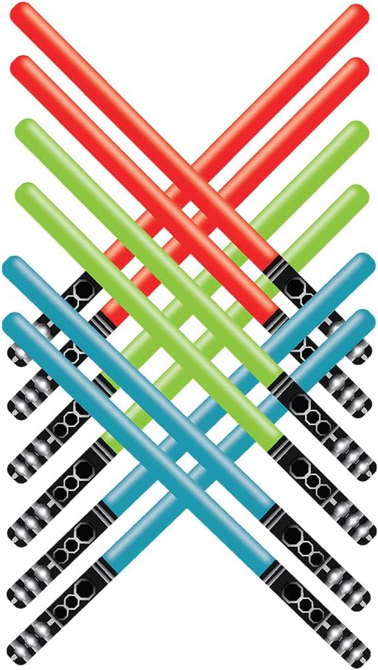Vlish 12 Inflatable Light Saber Sword Toys 4 Red 4 Green 4 Blue Christmas Stocking Stuffer, Party Favor, Jedi, Yoda, Sith, LARP, Pool, Beach Halloween Costume, Army Swords