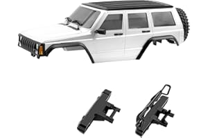 GIXCEL 6.10inch Wheelbase RC Body Shell, ABS Cherokee Body with Front Rear Bumpers for 1/18 RC Crawler TRX4M Bronco Defender Chassis Upgrades, Spare Wheel Tire Included (Pearl White)
