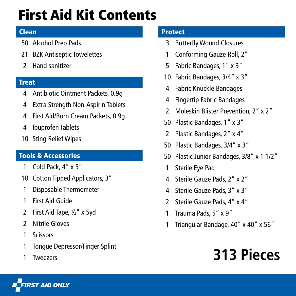 First Aid Only 313 Piece Home & Go Emergency First Aid Kit (91081)