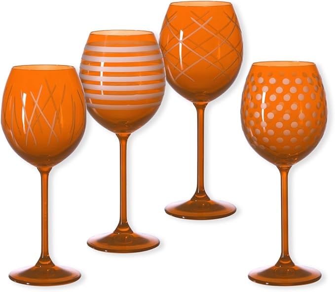 Quorus Box Of 4 Orange Wine Glasses Amazon.co.uk Kitchen & Home