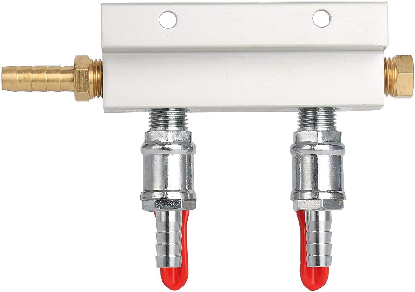 MFL Valves, Swivel Nut, 5/16 inch Stem， 2 Way Air Manifold 2 way Co2 Air Gas Manifold distributor for Home-brew Draft Beer-1/4" inlet/outlet fittings W/check valves NOFDA