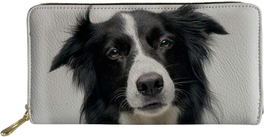 HUGS IDEA Animal Design PU Leather Long Wallet for Women Border Collie Printed Clutch, Border Collie 3
