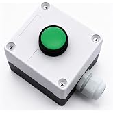 mxuteuk Momentary Push Button Switch Station Box Exit Button Switch ABS Weatherproof for Automatic Gate Openers One Button Exterior Opener LA36-11BN-G-BOX-W