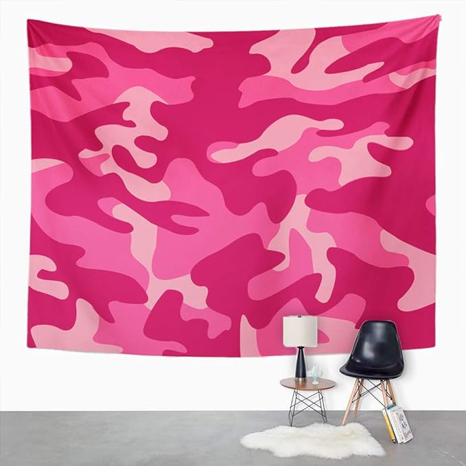 Y·JIANG Tapiz de camuflaje rosa, camuflaje abstracto, mezcla militar