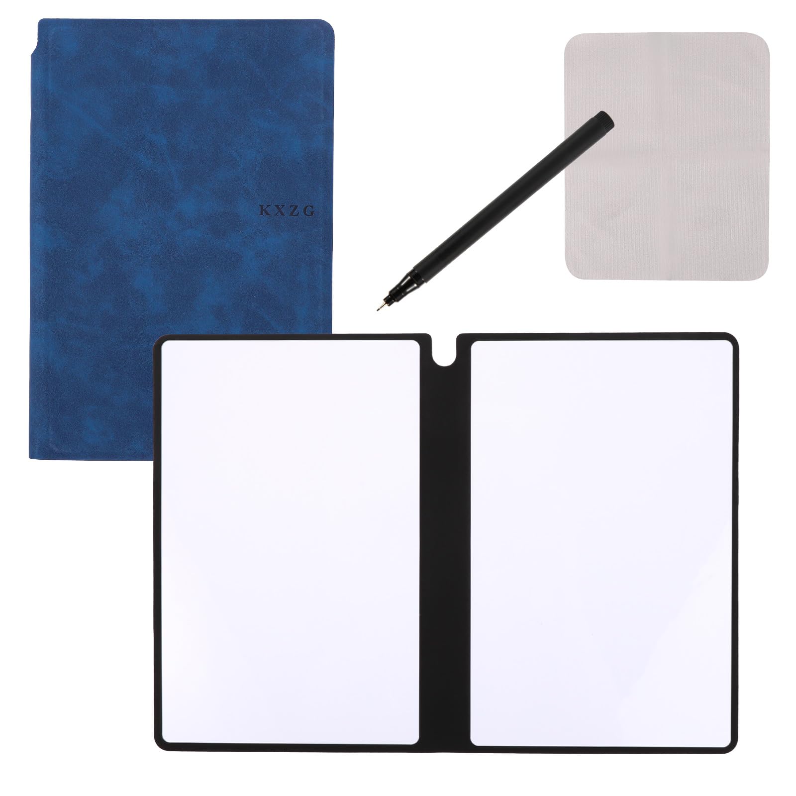 Portable A5 Dry Erase Whiteboard Notebook, 9.4x6.5 Inch Reusable Small Desk White Board Erasable Memo Whiteboard Notepad for Business Home Office (Deep Blue)