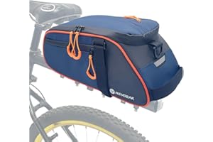 REYGEAK Bike Rack Bag, Waterproof Bike Trunk Bag, Reflective Bike Panniers Bike Saddle Bag for Universal Road Bike MTB, 8L Blue Bike Bag with Shoulder Strap for Daily Travel and Commuting