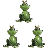 Garneck 3 Pcs Crown Frog Ornaments Creative Frog Prince Figurines Resin Crafts Cute Frog Statue Garden Frogs Outdoor Decor Personalized Animal Collectible Sculpture