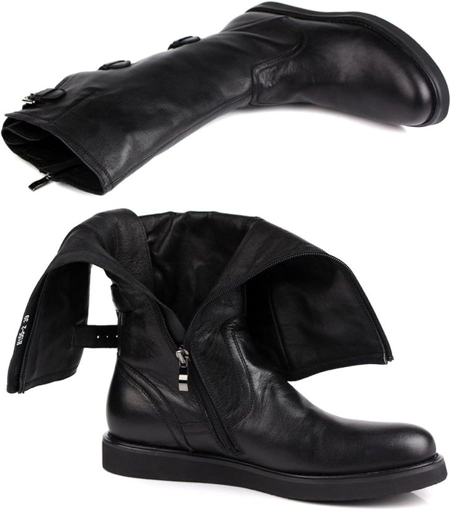 Amazon Co Jp Nakasami ロングブーツ メンズ 黒 本革ブーツ メンズ マーティンブーツ エンジニアブーツ 防寒 ブーツ 防水 滑り止め シューズ バッグ