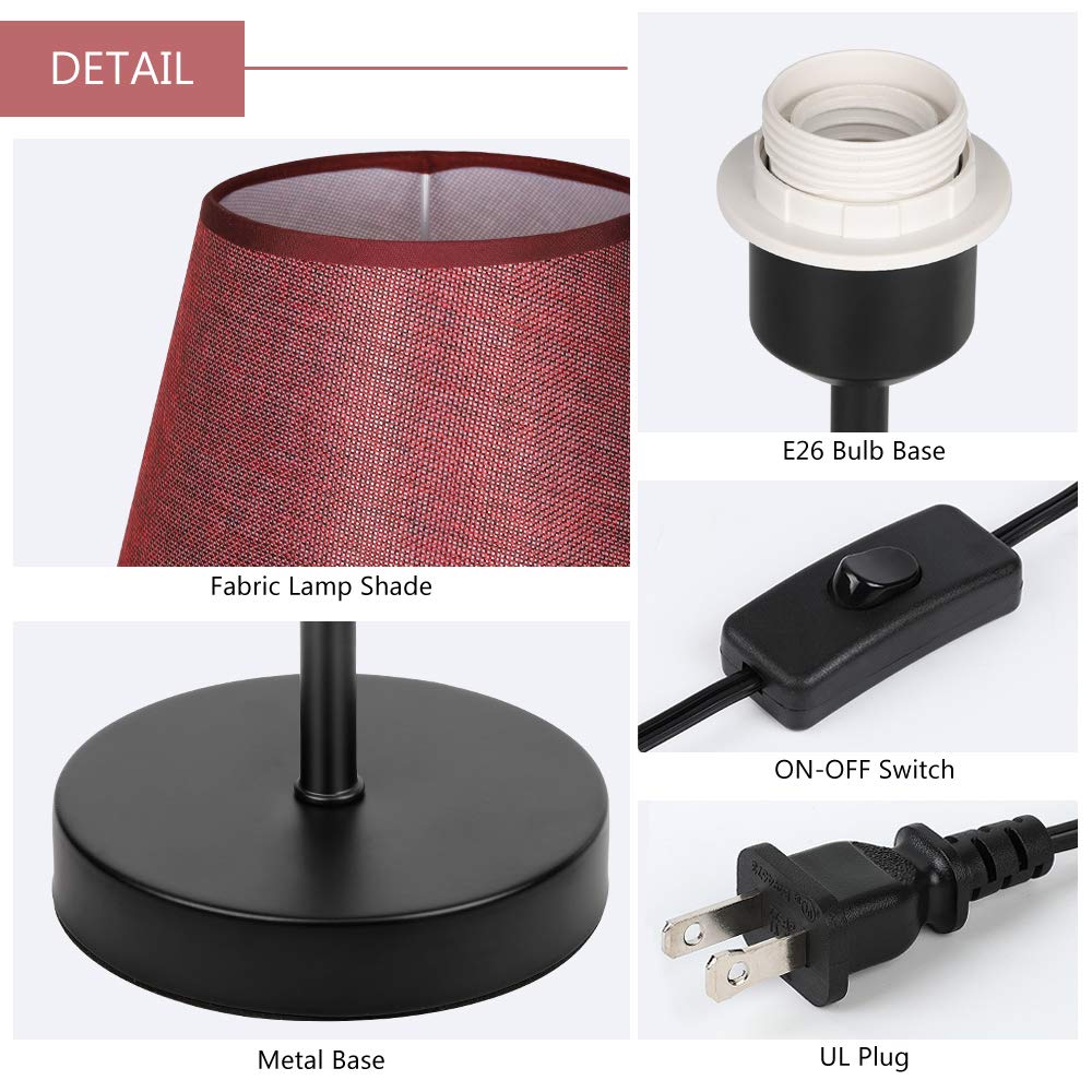 Haitral Bedside Table Lamps Small Nightstand Lamps Set Of 2 With Fabric Shade Bedside Desk Lamps For Bedroom Living Room Office Kids Room Girls Room Dorm 15 Inches Black Cjp Org In