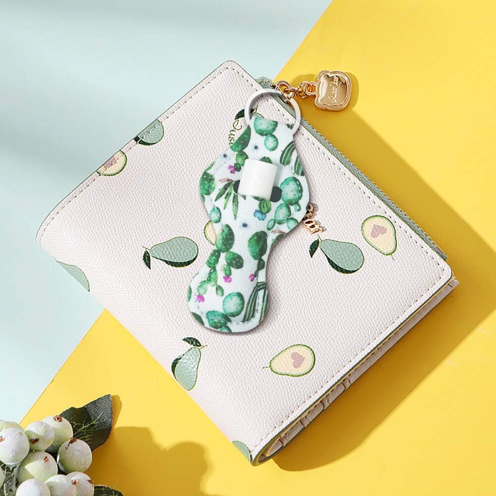 Chapstick Holder Keychain - Wristlet Keychain Cute Keychains For Women Keychain Accessories For Women Sunflower Keychain Cactus Keychain Lighter Holder Lip Balm Holder Key Chain Holder Lipstick Case