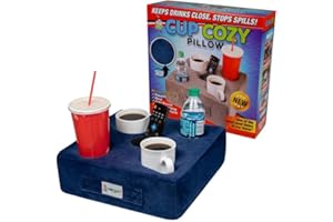 The Original Cup Cozy Pillow-As Seen on TV-The World's Best Couch/Sofa/Bed/Car Cup Holder Pillow and Caddy for Drinks/Snacks/Remotes! (Blue, 5 Hole)