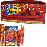 Spiderman Red Double Zipper Pencil Case with Stationery Set