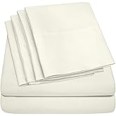 Cal King Size Bed Sheets - 6 Piece 1500 Supreme Collection Fine Brushed Microfiber Deep Pocket California King Sheet Set Bedding - 2 Extra Pillow Cases, Great Value, California King, ivory