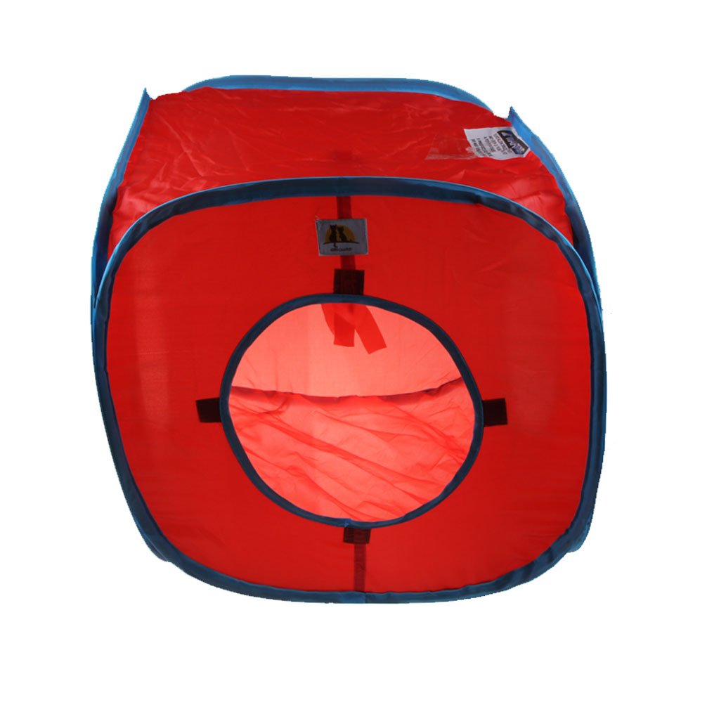 emours Flexible Pop Out Cat Kitty Play Cube Expandable Play Tunnel Cat Toys,Red