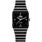 Rado - Anatom Open Heart - Unisex Automatic Swiss Watch - 32mm Square Black Dial - Black &amp; Silver High-Tech Ceramic Bracelet - R10204712
