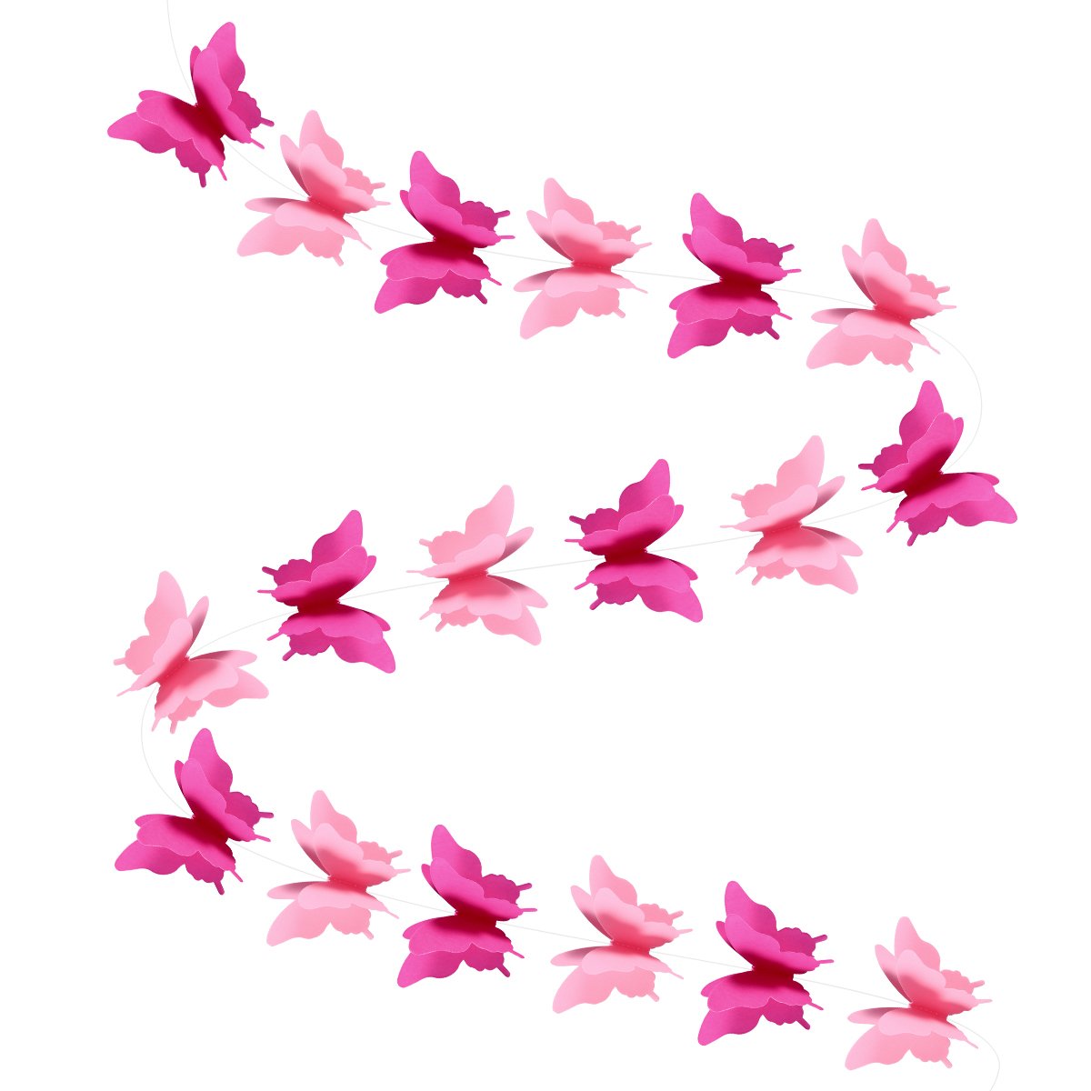 BESTOYARD Paper Garland Butterfly Banner 3D Butterfly Bunting Garland for Wedding Birthday Party Baby Shower (Pink)