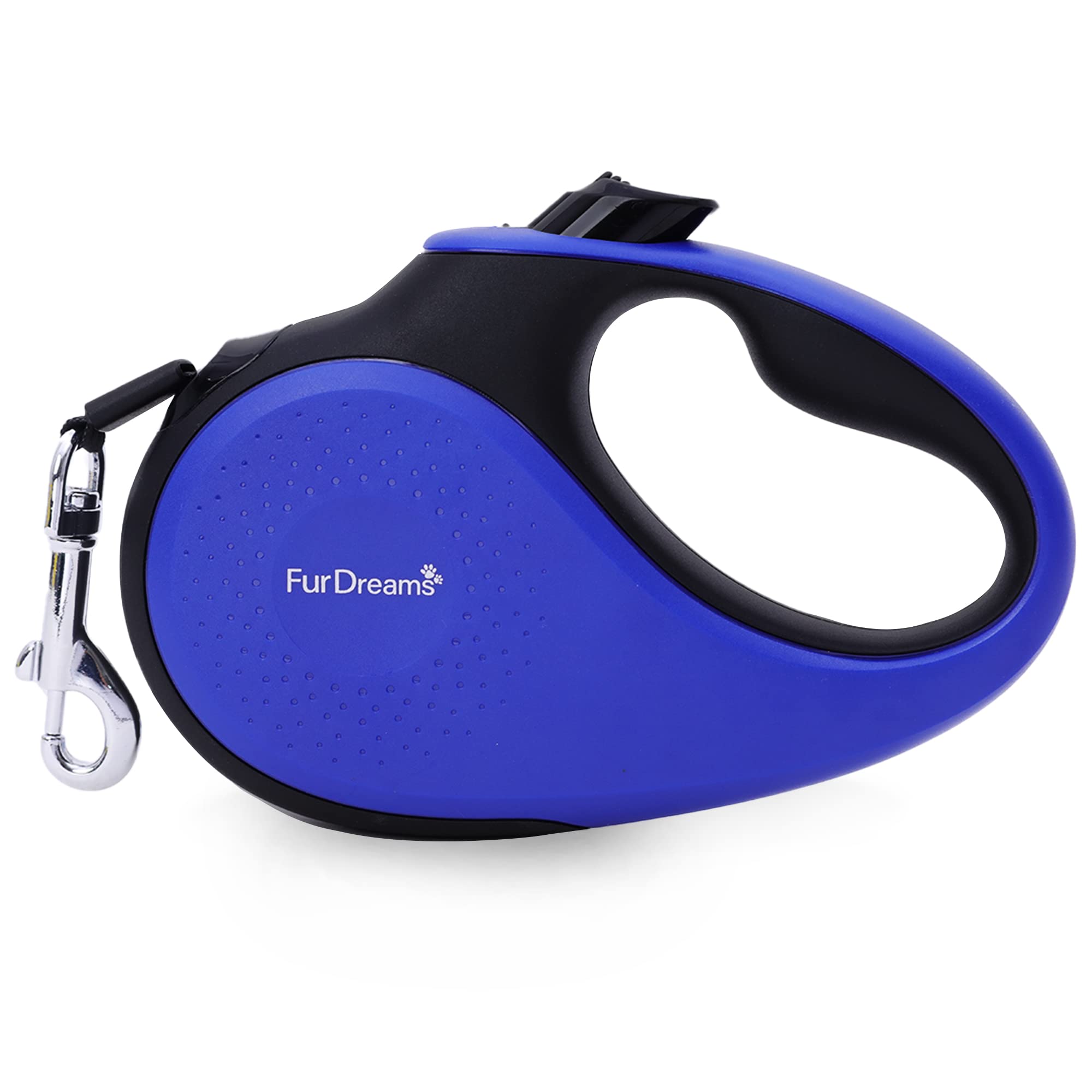 FurDreams Nylon Dog Lead - 5m (50kg/110lbs), Retractable Dog with Lock Button, Heavy Duty Extendable Lead, Anti-Tangle Leash with Comfortable Handle (Blue, Large)